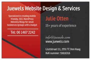 Business card for Juewels Website Design